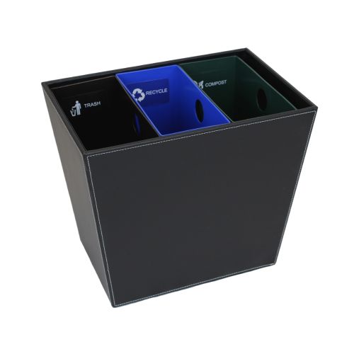 Cesto de Basura/Reciclaje, 3 Cámaras, 22.5 Cuartos, Negro